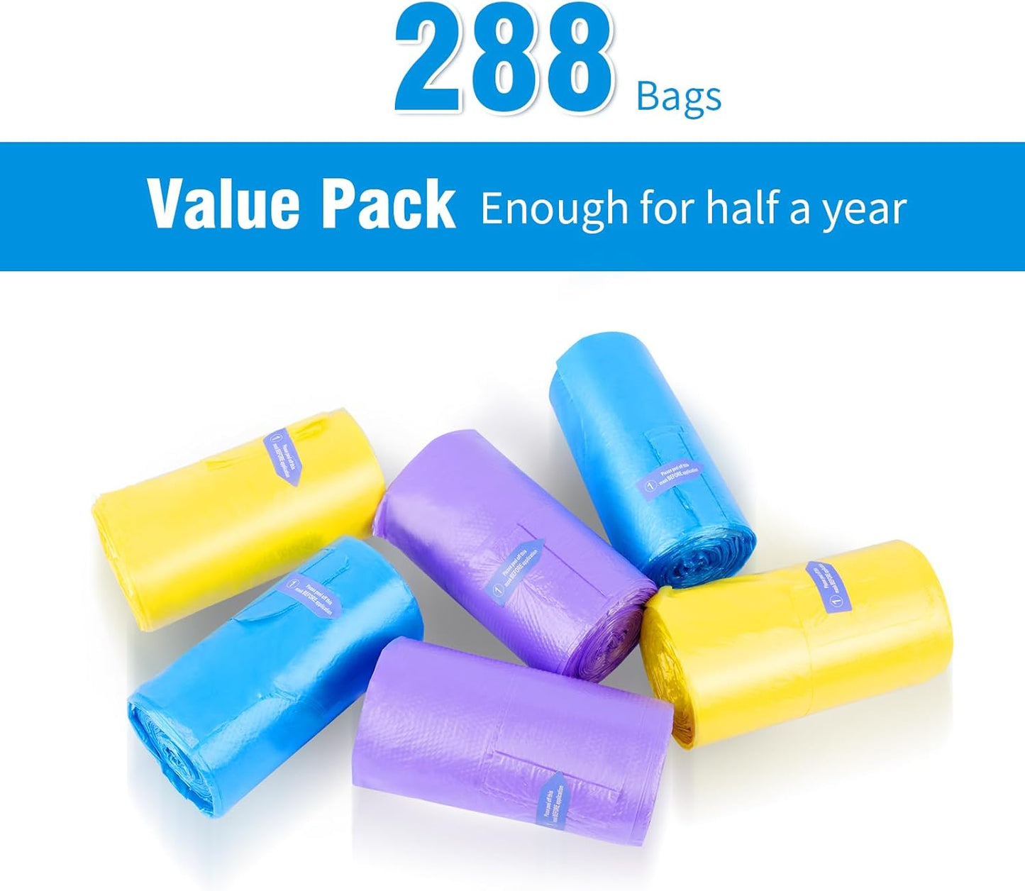 Large Adult Diaper Disposal Bags (18?™’x23?™â€?, 288 pcs Value Pack, Scented, Elderly Waste Diaper Disposable Bags, Baby Dirty Diapers Poop Trash Bags, Sanitary Product Disposal,Colorful