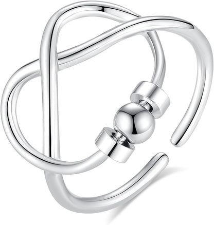 INFUSEU Funny Spinner Fidget Rings for Women Girls Anti Anxiety Stress Worry, Adjustable Size