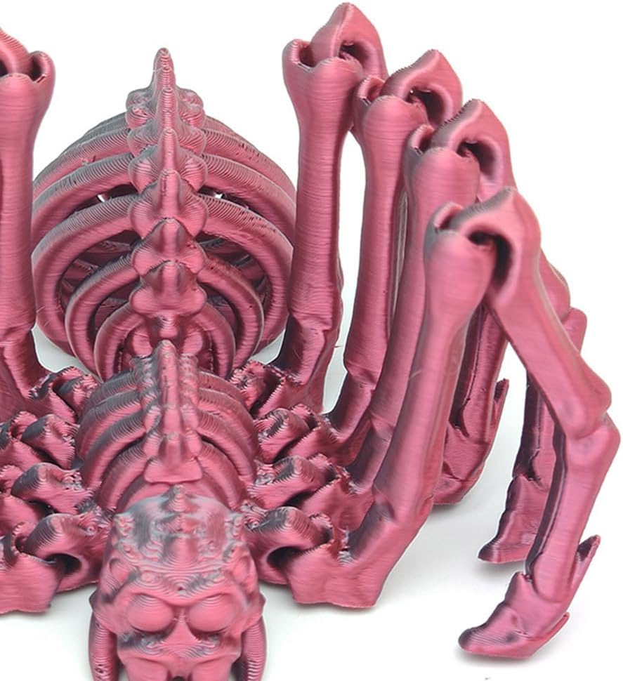 Large Skeleton Spider-Shy Spider,Halloween Decorations Skeleton Spider,Skeleton Spider Skull Bone Animal Skeleton Decorate Animal Halloween Skeleton Props (Laser Black Red)