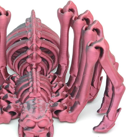 Large Skeleton Spider-Shy Spider,Halloween Decorations Skeleton Spider,Skeleton Spider Skull Bone Animal Skeleton Decorate Animal Halloween Skeleton Props (Laser Black Red)