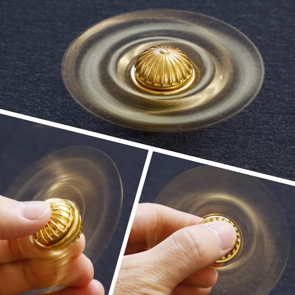 Fidget Hand Spinner Toy for Kids Adults, Sensory Orb Gift for Boys Girls, Ideal Finger Toy for Decoration Collection, Cool Metal Sensory Fidget Gyro Toy(Golden)