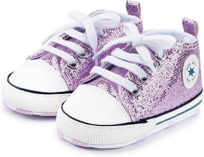 Unisex Baby Girls Boys Canvas High-top Shoes, Newborn Infant Anti-Slip Soft Sole Frist Walking Breathable Sneakers