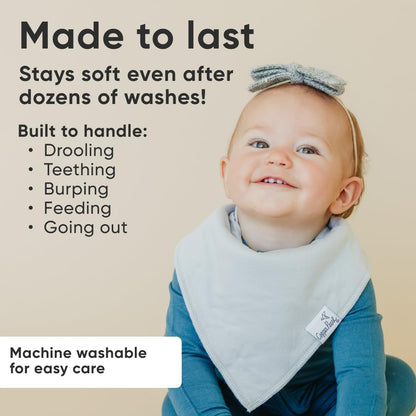 Copper Pearl 4 Pack Soft Cotton Baby Bibs for Drooling and Teething, Absorbent Drool Bibs for Baby Girl and Boy, Adjustable to Fit Newborns to Toddlers (Gray Basics)