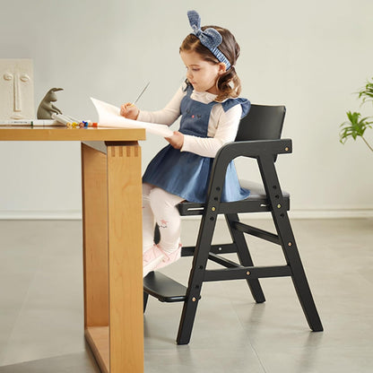 Solid Wood High Chair for Toddlers to Teens, Adjustable Height Toddler Dining Chair, Easy to Clean