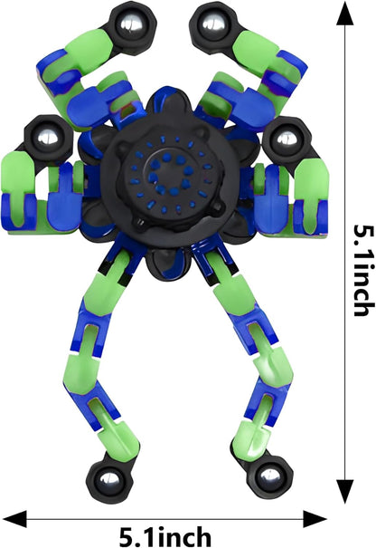Fidget Spinners, DIY Transformable Chain Robot Finger Spinner, Glow in The Dark Deformable Creative Mechanical Gyro Toy Stress Relief Toy Fidget Fingertip Toy for Kids and Adults (4 Pack)