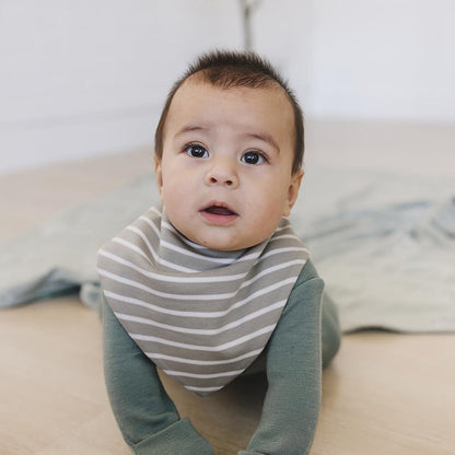 Woolino Merino Wool Baby Bibs - Highly Absorbent Bandana Bib with Cotton Outer Layer and Merino Wool Inner Layer - Pack of 2