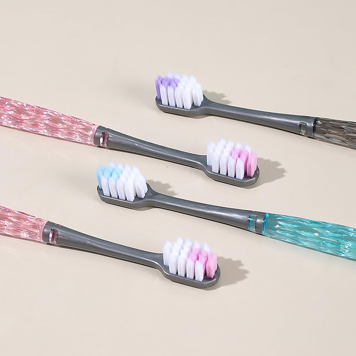 EasyHonor Soft Toothbrushes, Adult Medium Bristle Toothbrushes with Fashion Color Crystal &