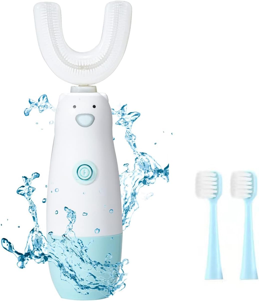 Kids Electric Toothbrush，U Shaped Toothbrush Waterproof Battery Powered 360 Automatic Sonic Toddler