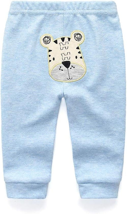 Unisex Newborn Baby Cotton 4-Pack Pants Embroidery Pringting Casual Leggings 0-24 Months for Boys and Girls