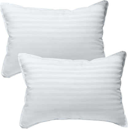 kinder Fluff Children Pillows (2X) - The Only Twin Pillows for Kids 300T Cotton Shell & Down Alternative Fill - Ideal for Travel, Bedding Set & Floor Cushions (16x24in - White)