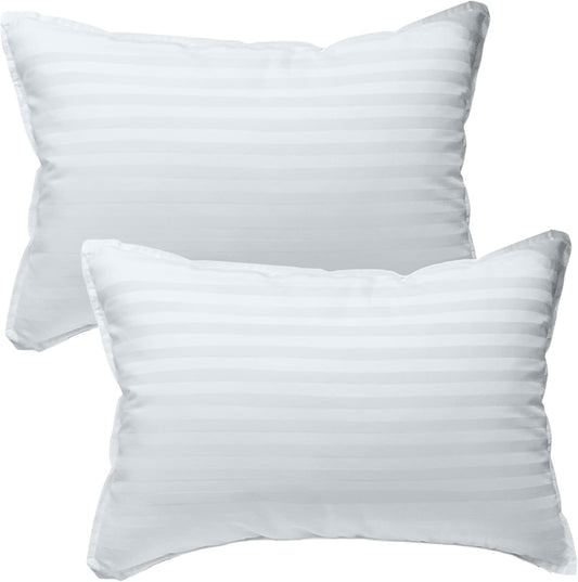kinder Fluff Kids Pillows (2-Pack) – 300TC Soft Cotton, Down Alternative, Hypoallergenic & Machine Washable – Ideal for Children Above 12 Years Old (17x26in, White)