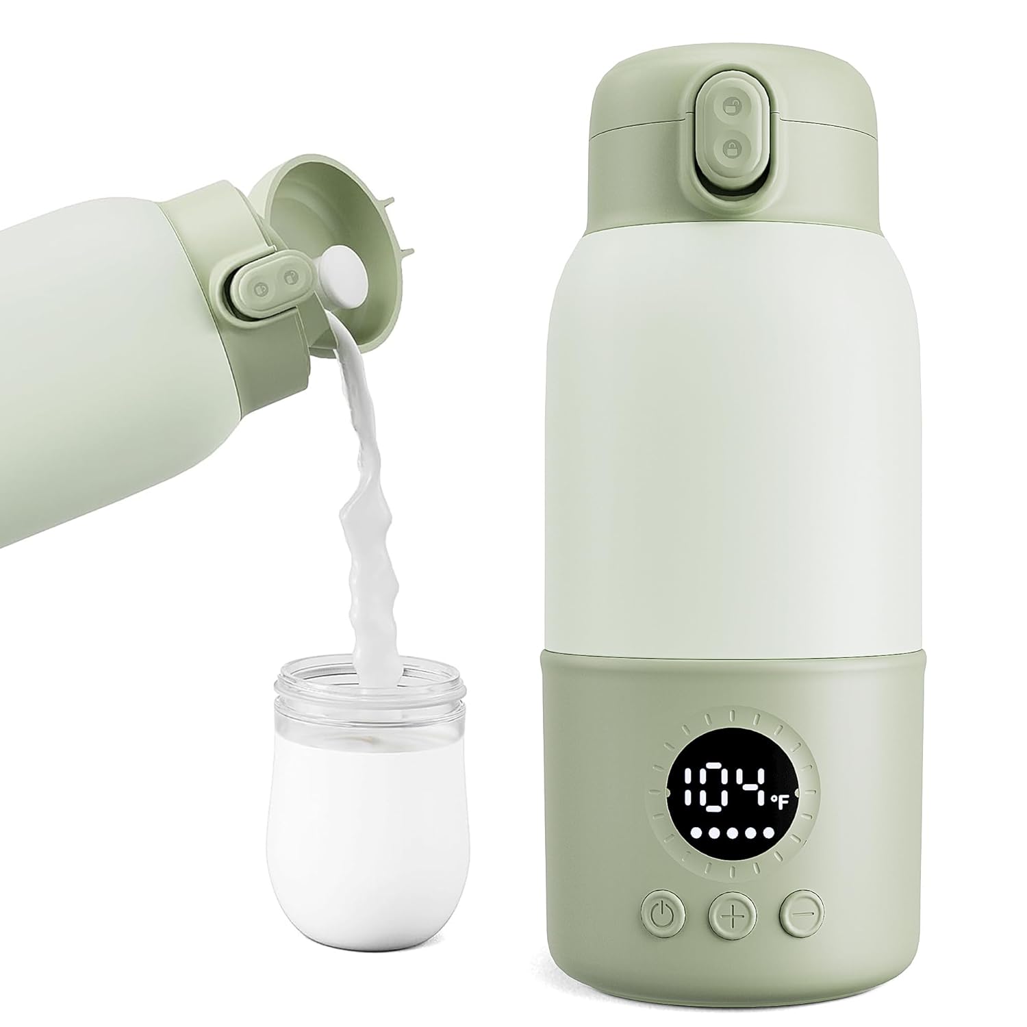 Portable Bottle Warmer for Travel, 2-Min Fast Heating Baby Bottle Warmer,12.8oz Formula Container