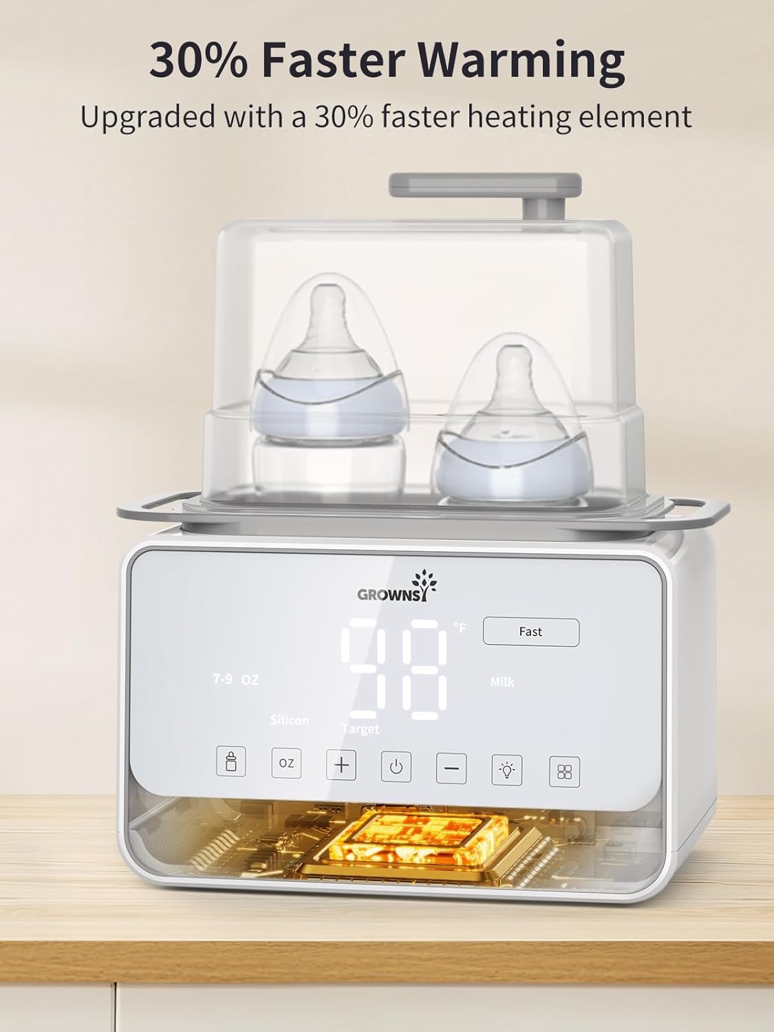 GROWSNY Fast Baby Bottle Warmer, 12-in-1 Milk Warmer with Steam and Water Bath Warming Modes for