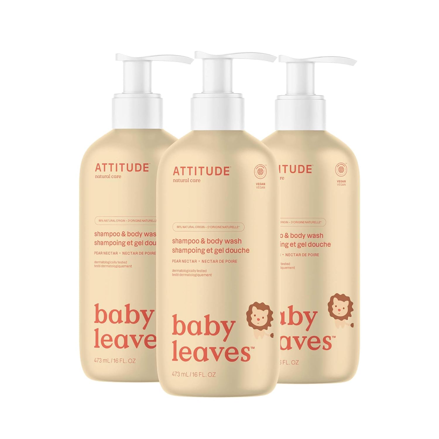 ATTITUDE 2-in-1 Shampoo and Body Wash for Baby, EWG Verified, Dermatologically Tested, Vegan, Pear