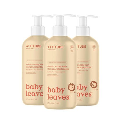 ATTITUDE 2-in-1 Shampoo and Body Wash for Baby, EWG Verified, Dermatologically Tested, Vegan, Pear