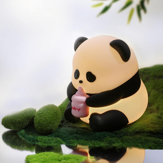 Cute Panda Night Light,LED Squishy Novelty Animal Night Lamp,Food Grade Silicone 3 Level Dimmable Breastfeeding Nursery Nightlight for Girls Room Decor,Cute Gifts,Office Desk/Baby Boys