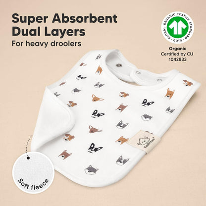 KeaBabies 8-Pack Organic Baby Bibs for Boys, Girls - Super Absorbent Cotton Drool Bibs for Baby Girl & Boy, Teething Toddler, Drooling Newborn, Ultra Soft & Machine Washable (Pets & Paws)