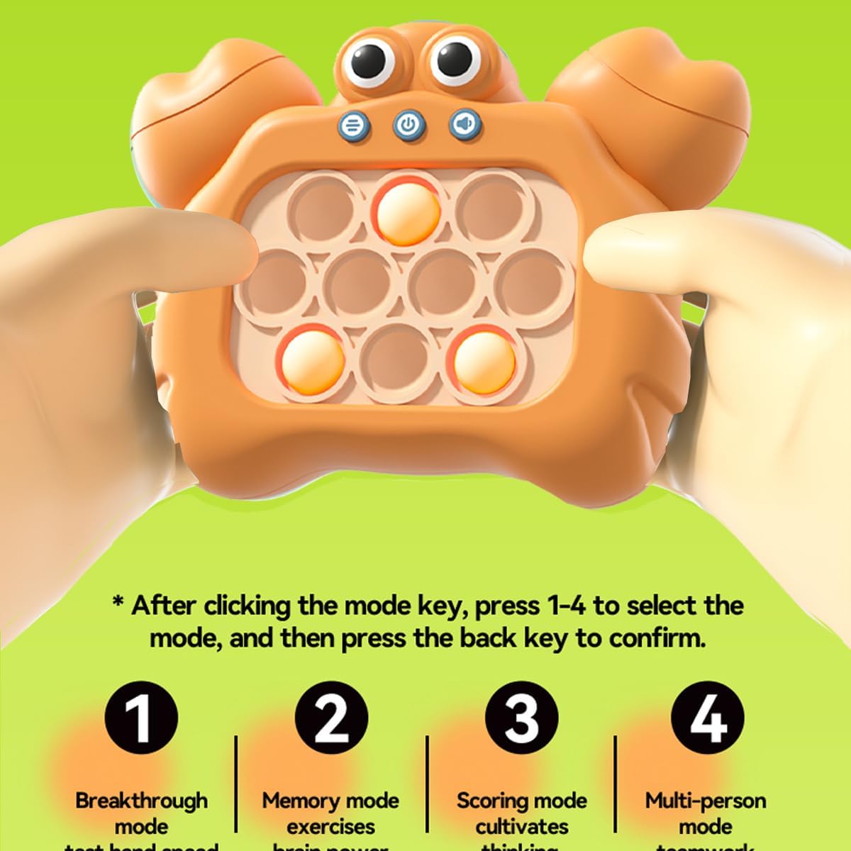 Puzzle Pop Light Up Game Fidget Travel Games /Travel Sensory Fidget Toys Popular Handheld Games for Teenagers Anti Anxiety Autism Relief Birthday Party Gift(Crab Orange)