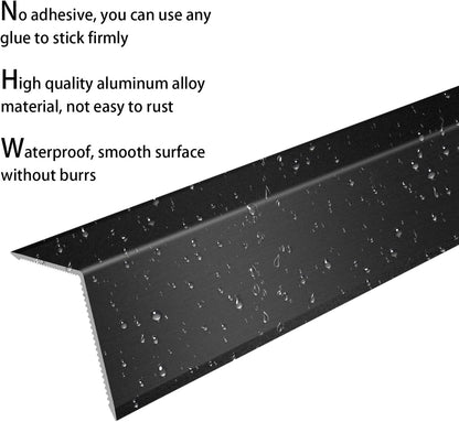 Aluminum Alloy Metal Corner Protector 6PCS Wall Corner Protector 1.6x1.6x48 inches Corner Guards Decoration for Walls Black Color Pack of 6 Corner Guards 19Ga Thickness