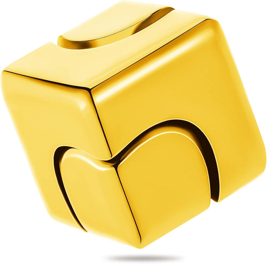 Spinner Anti-Anxiety Toys 4-in-1 Toy Metallic Toy Cube Finger Top Desktop Stress Relieve Toys for Kids and Adults (Light Gold)