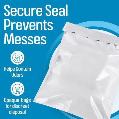 IMPRESA Disposable Adult Diaper Bags - 75-Pack, 12 x 15 in, Unscented - Odor-Proof, Leak-Proof & Tear-Resistant - Extra-Thick Bags for Adult Diapers & Incontinence Pads