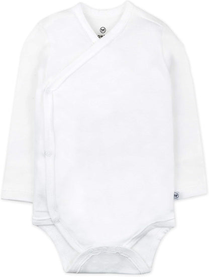 HonestBaby unisex-baby 3-pack Long Sleeve Side-snap Kimono Bodysuits Organic Cotton for Infant Baby Boys, Girls, Unisex