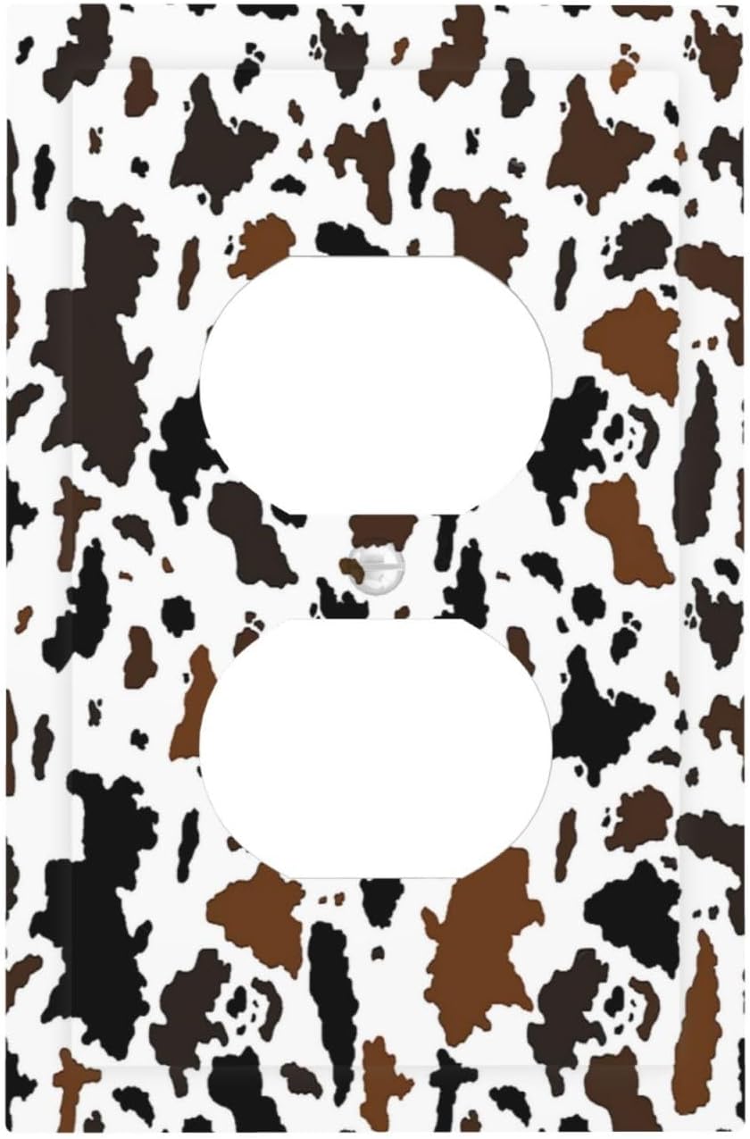 Outlet Covers Rustic Cowhide Highland Cow Milk Cow 1 Gang Duplex Light Switch Cover Decorative