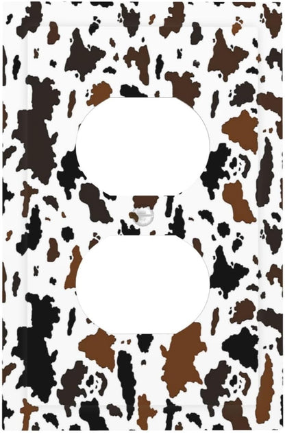 Outlet Covers Rustic Cowhide Highland Cow Milk Cow 1 Gang Duplex Light Switch Cover Decorative