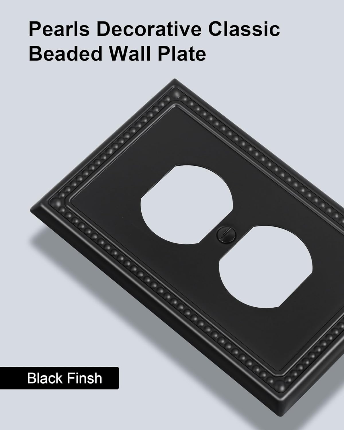 4-Pack Duplex Outlet Cover, Black Metal Wall Plates for Electrical Outlets, 1 Gang Receptacle Light