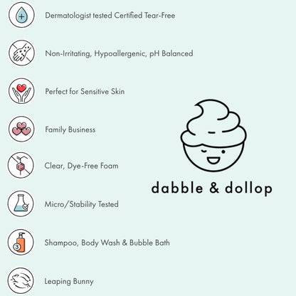 Dabble & Dollop USA Bundle, 3-in-1 Natural Bubble Bath, Body Wash & Shampoo for Kids, USA-Made