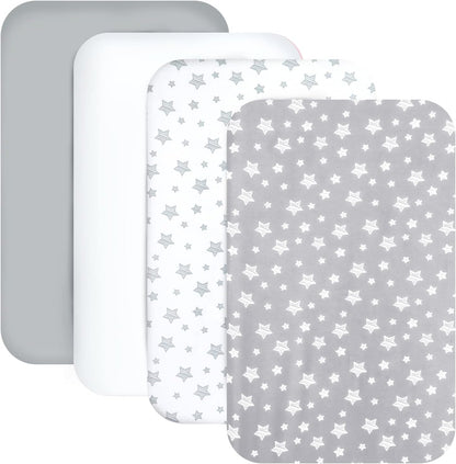 Mini Portable Crib Sheets 4 Pack for Boys or Girls (38" X 24"), Compatible with Dream on Me, Delta