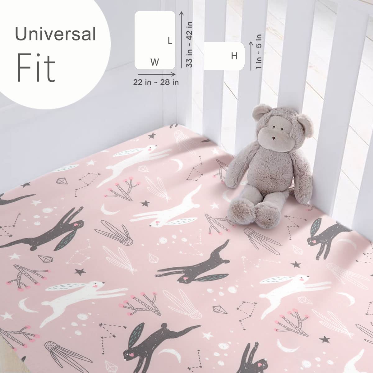 GRSSDER Stretchy Ultra Soft Jersey Knit Pack n Play Sheets Set 2 Pack, Portable/Mini Cribs Playard