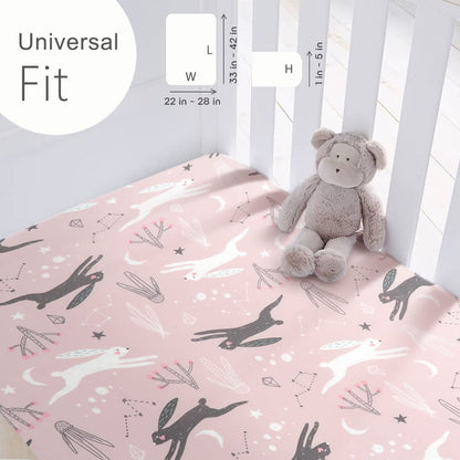 GRSSDER Stretchy Ultra Soft Jersey Knit Pack n Play Sheets Set 2 Pack, Portable/Mini Cribs Playard