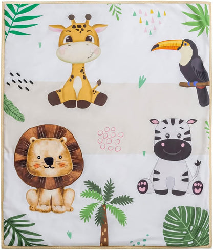 Safari Animal Bedding Set for Baby Boys Girls, 3-Piece Crib Set Including Sheet, Comforter & Skirt