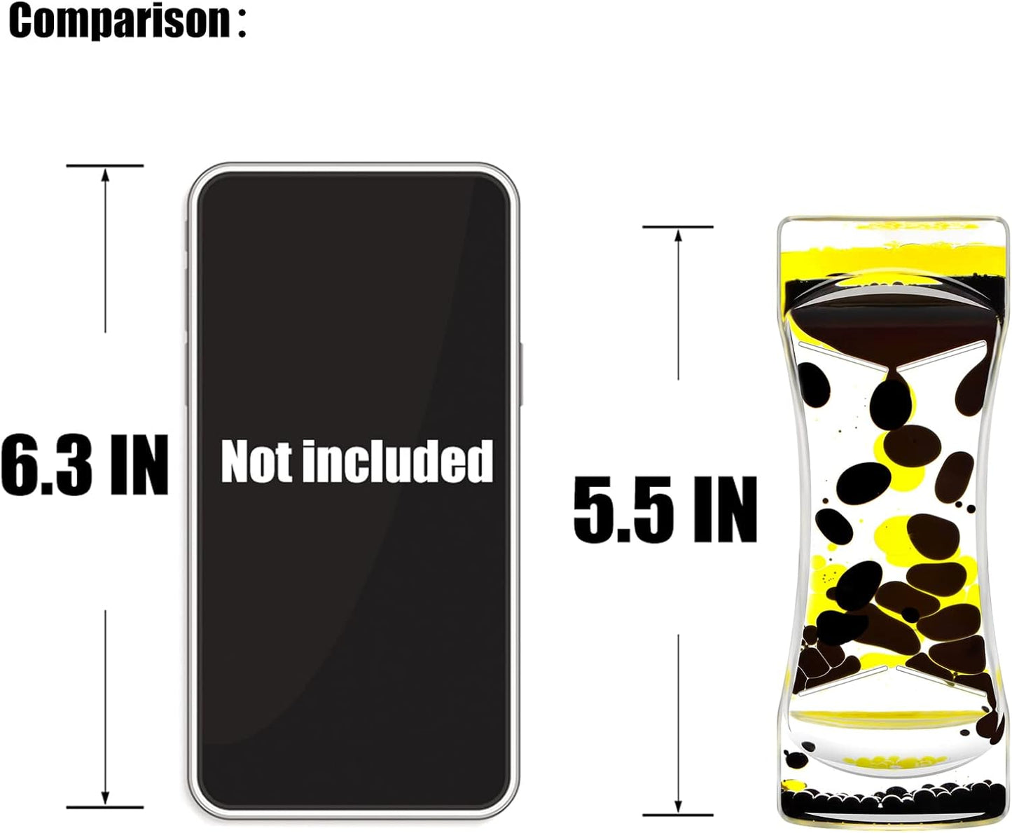 Black Yellow Liquid Motion Bubbler Timer Set of 1, Fidget Timers for Sensory Toys, Oil Water Office Desk Toys for Autism Toys, Relaxing Activity, Christmas Stocking Filler Gift