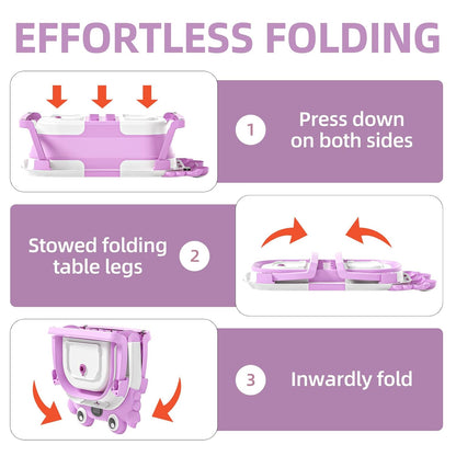 Collapsible Baby Bathtub for Infants to Toddler with Real-time Temp Monitor+Floating