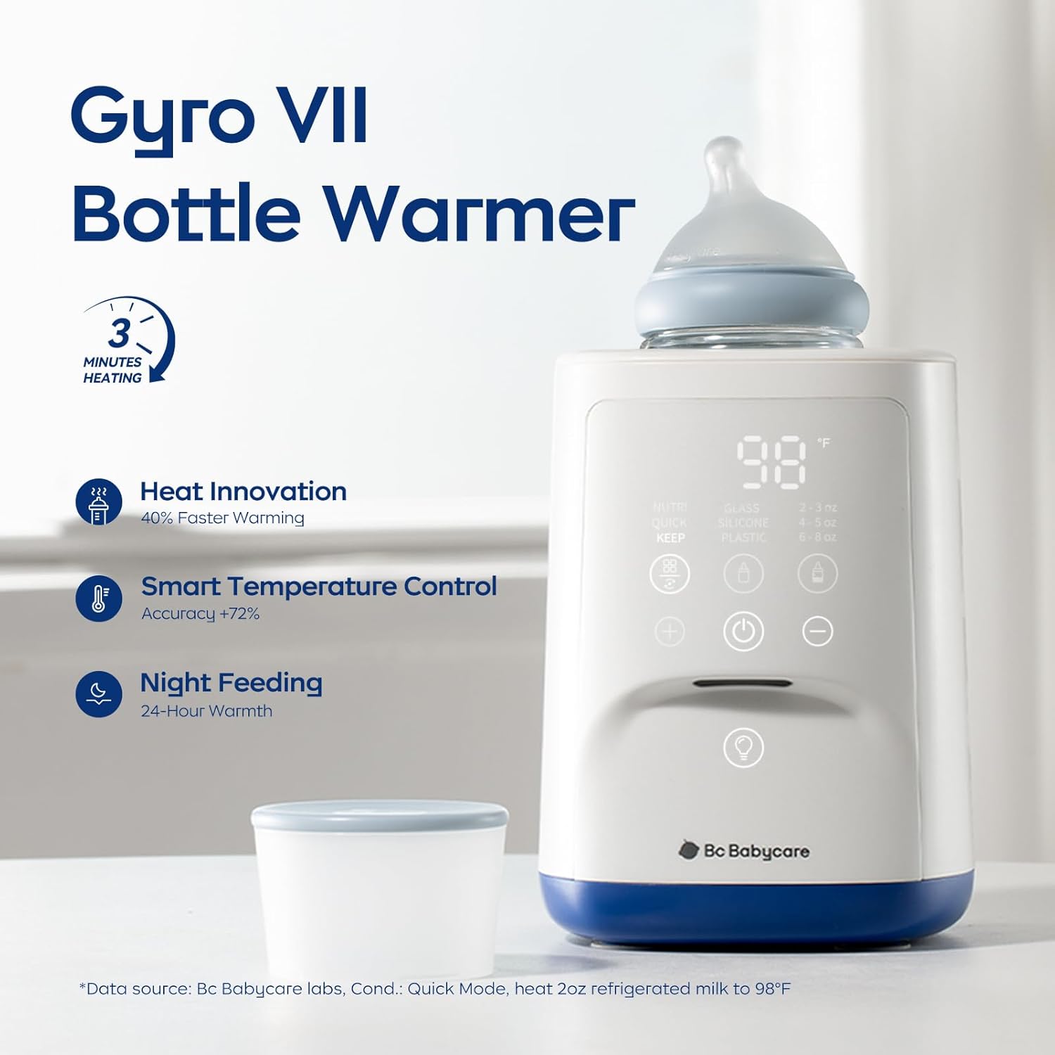 Bc Babycare Bottle Warmer,10-in-1 Fast Baby Milk Warmer with Smart Temperature Control, Rotating