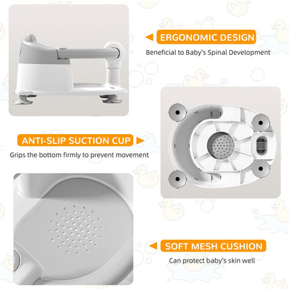 Baby Bath Seat for Babies 6 Months & up, Non-Slip Toddler Bath Seats for Babies Sitting Up, Safe