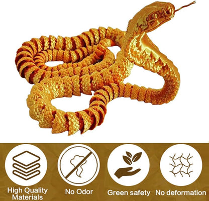 3D Printed Snake Cobra-3D Printed Animals Fidget Toy Creative 3D Printed Animals Articulated Snake Collectibles Home Office Executive Desk Decor