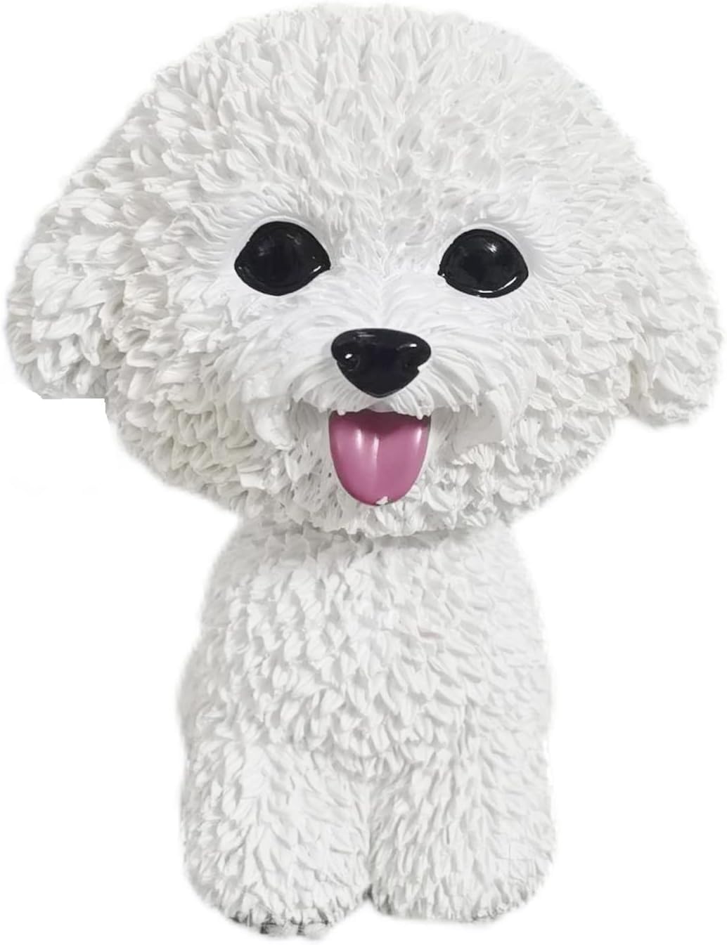 Resin Bobbing Head Dog Figurines Mini Bobblehead Puppy for Home Office Desk Car Dashboards Decor Ornaments (Bichon Frise)