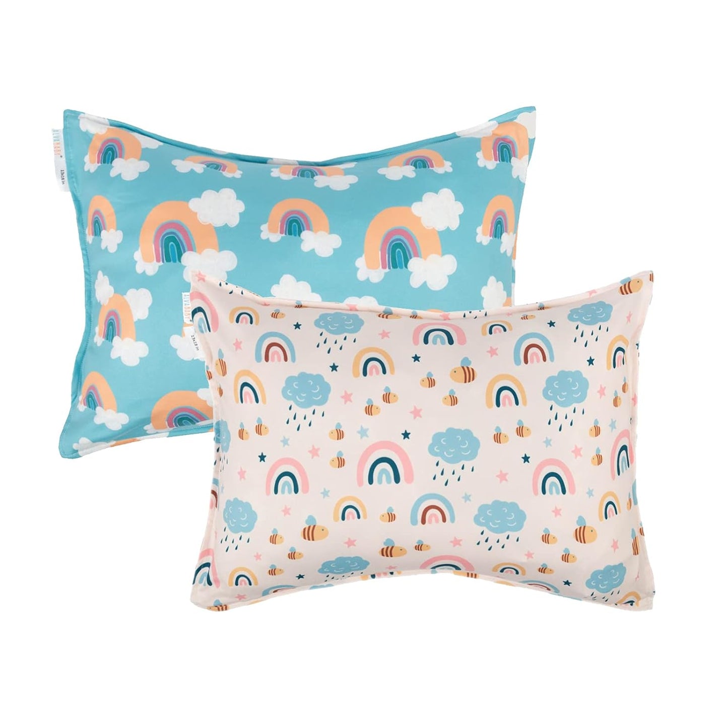 ALVABABY Toddler Pillowcases Stretchy Soft Kids Pillow Cover 2 Pack Fit 13"x 18" or 12"x19" Envelope for Girl Boy Sleepy Travel