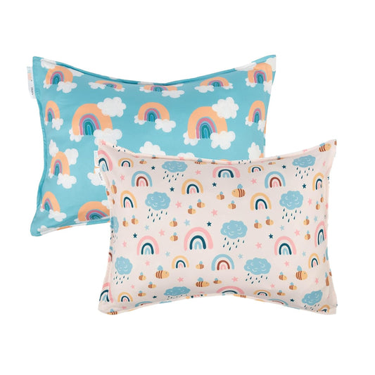 ALVABABY Toddler Pillowcases Stretchy Soft Kids Pillow Cover 2 Pack Fit 13"x 18" or 12"x19" Envelope for Girl Boy Sleepy Travel