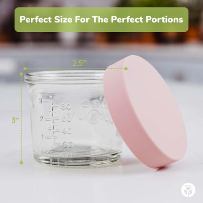 WeeSprout Glass Baby Food Storage Jars w/Lids (4 oz, 12 Pack Set) Snack, Puree, Reusable Small