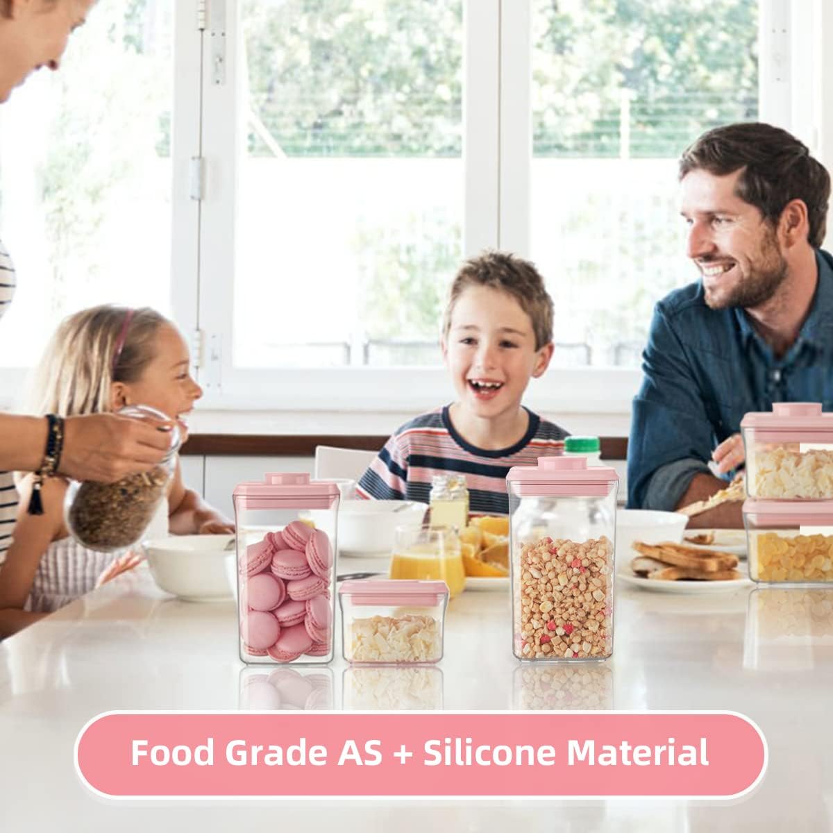 Ankou Airtight Food Storage Container - 7 Pcs One Button Handy Container Stackable Food Containers