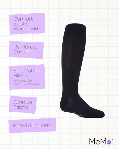 MeMoi Soft Pima Cotton Tights for Girls, Soft and Lightweight Opaque Tights for girls - Sizes 8 to 16
