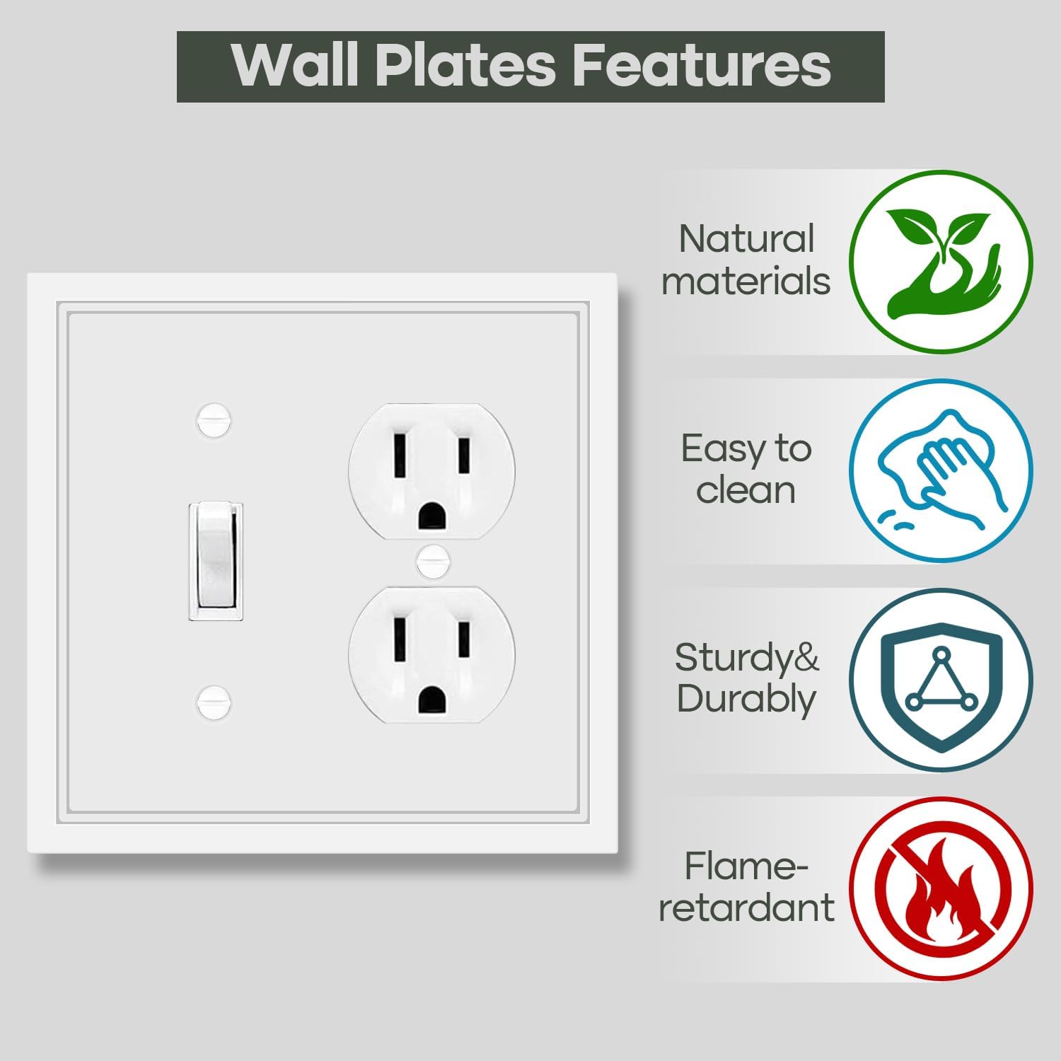 Toggle/Duplex Combo Light Switch Cover Plate White Classic Decorative Switch Plates Cover 2 Gang