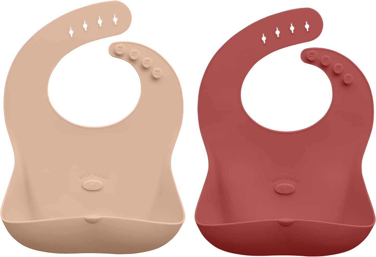 Abiie Ruby Wrapp Silicone Bibs for Babies with Front Pocket - Waterproof Bib - Stain Resistant