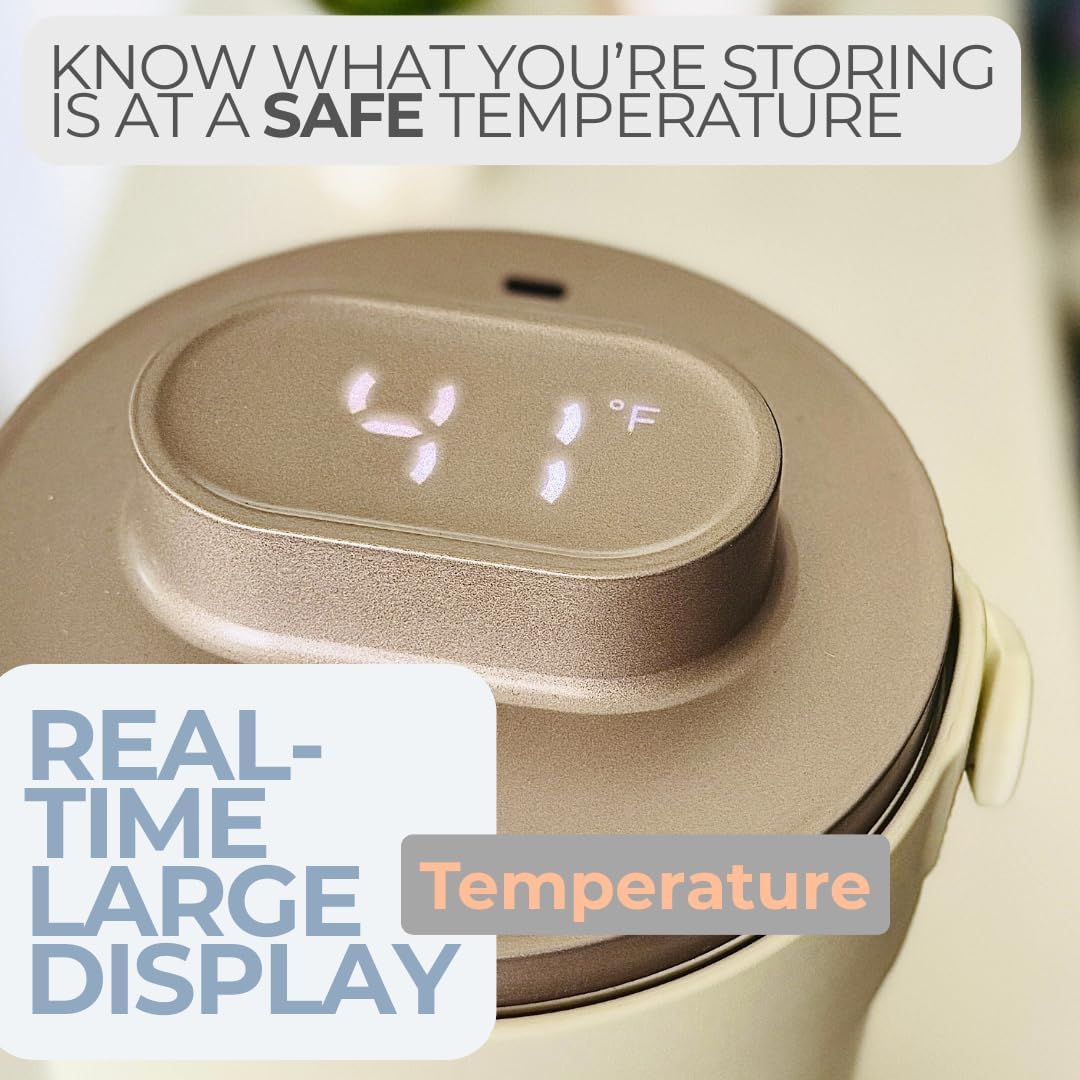 Portable Cooler, Breastmilk Chiller, Large Real-Time Temperature Display, Double Vacuum Insulation