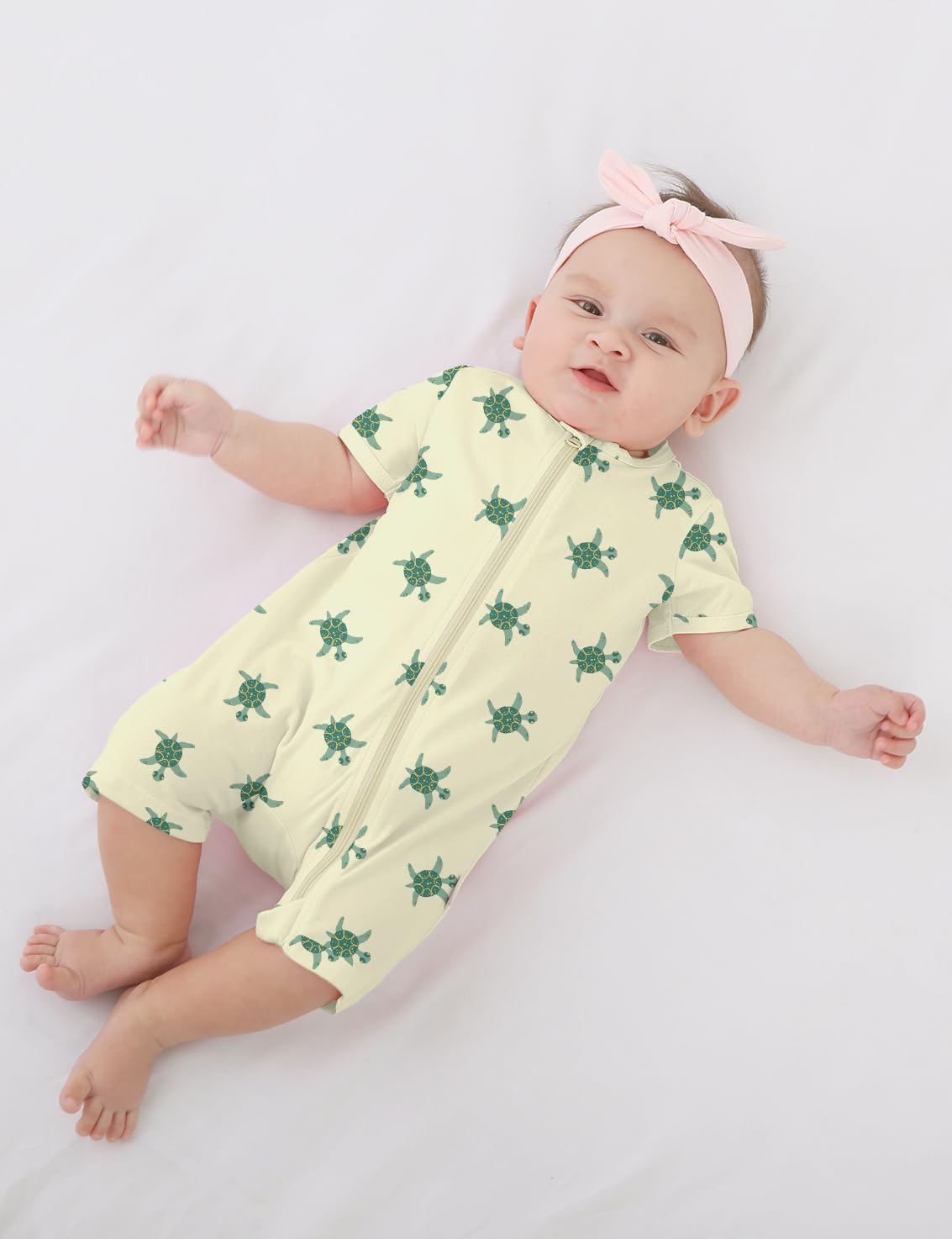 Jimonda Baby Rompers Cotton Baby Boys Baby Girls Short Sleeve Sleepers Pjs Two Way Zipper One-piece Neutral Sleep and Play