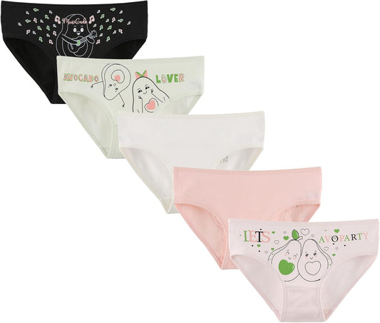 Donella Girls' Soft Cotton Underwear - Kids Bikini Brief Panties for Girls and Toddlers 5-Pack, Age: 2-15